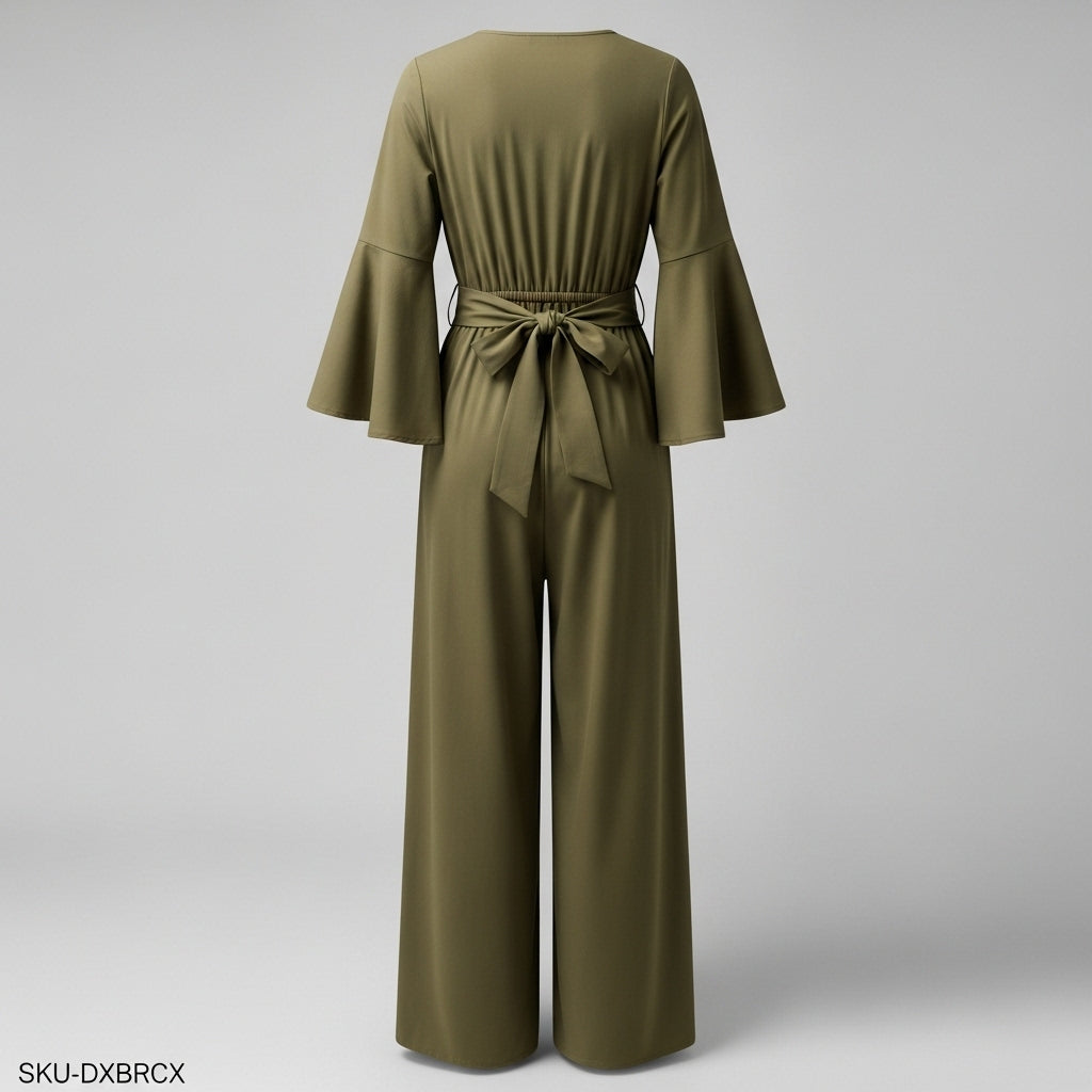 Damski kombinezon z rozszerzanymi rękawami